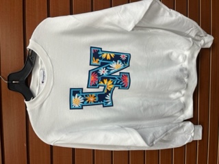 White LN Patterned Crewneck